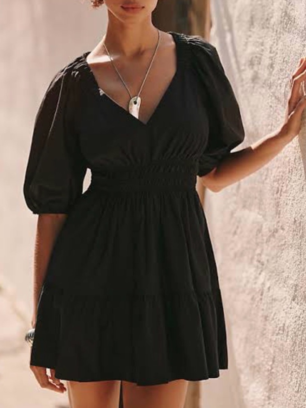 NWT maeve cotton puff sleeve smocked a line mini dress